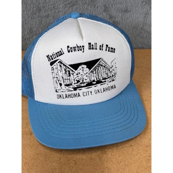 Unbranded Other - Vintage Cowboy Hall of Fame Trucker Hat Blue White Oklahoma City Snapback